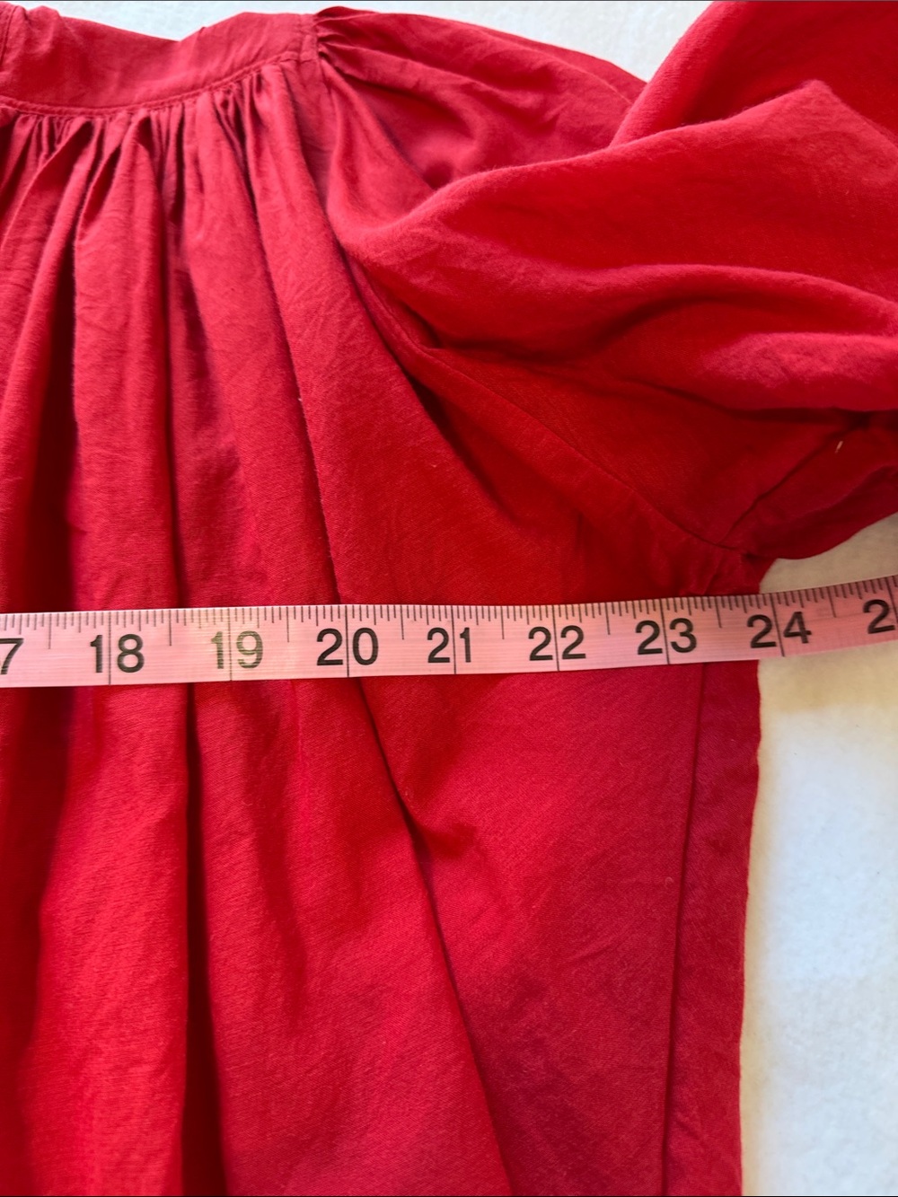 Madewell Cotton Viscose Balloon Sleeve Blouse Red Button Front Peasant Top Sz S - Picture 5 of 8